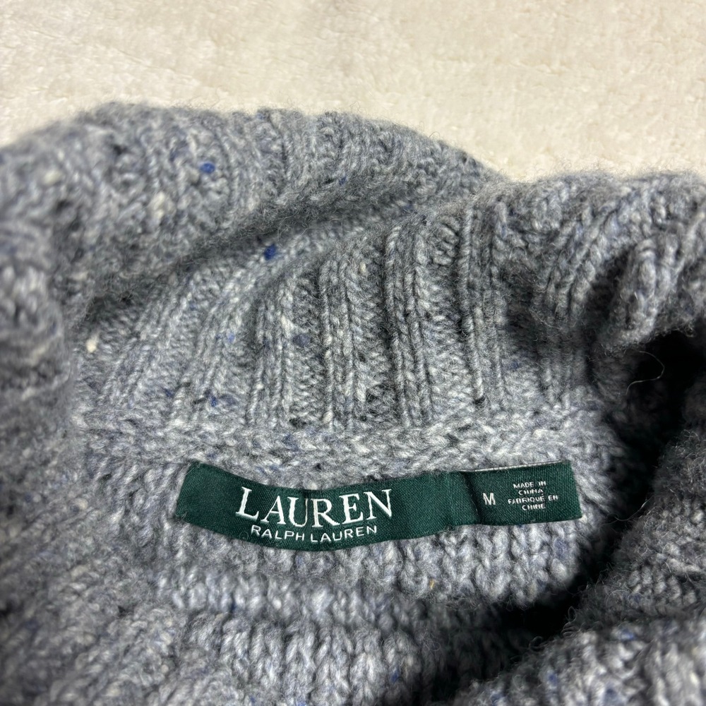 Lauren Ralph Lauren Women Turtleneck Sweater Medium Gray Speckled Cozy Winter - Picture 2 of 15